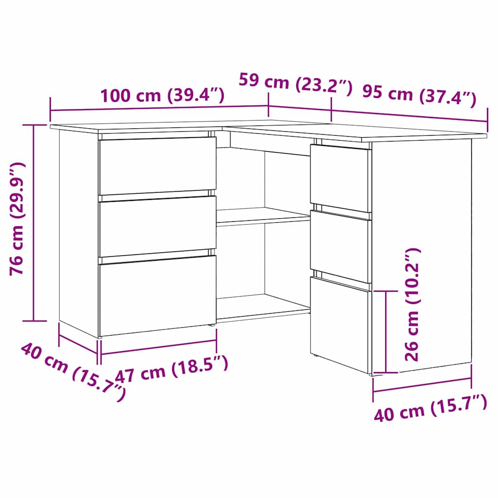 Schreibtisch mit Regal Schwarz Eichen-Optik 145 x 100 x 76 cm