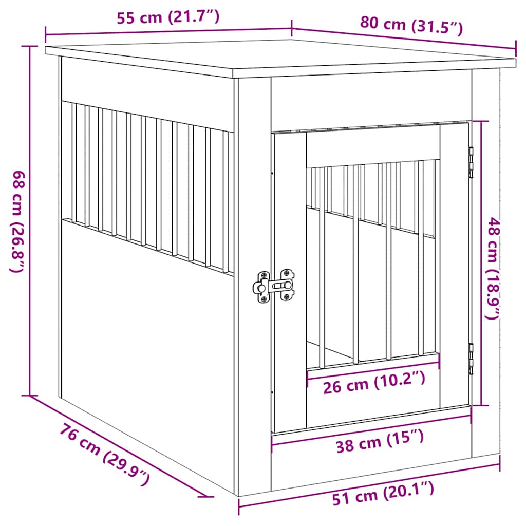 Hundebox-Möbel Schwarze Eiche 55 x 80 x 68 cm Holzwerkstoff