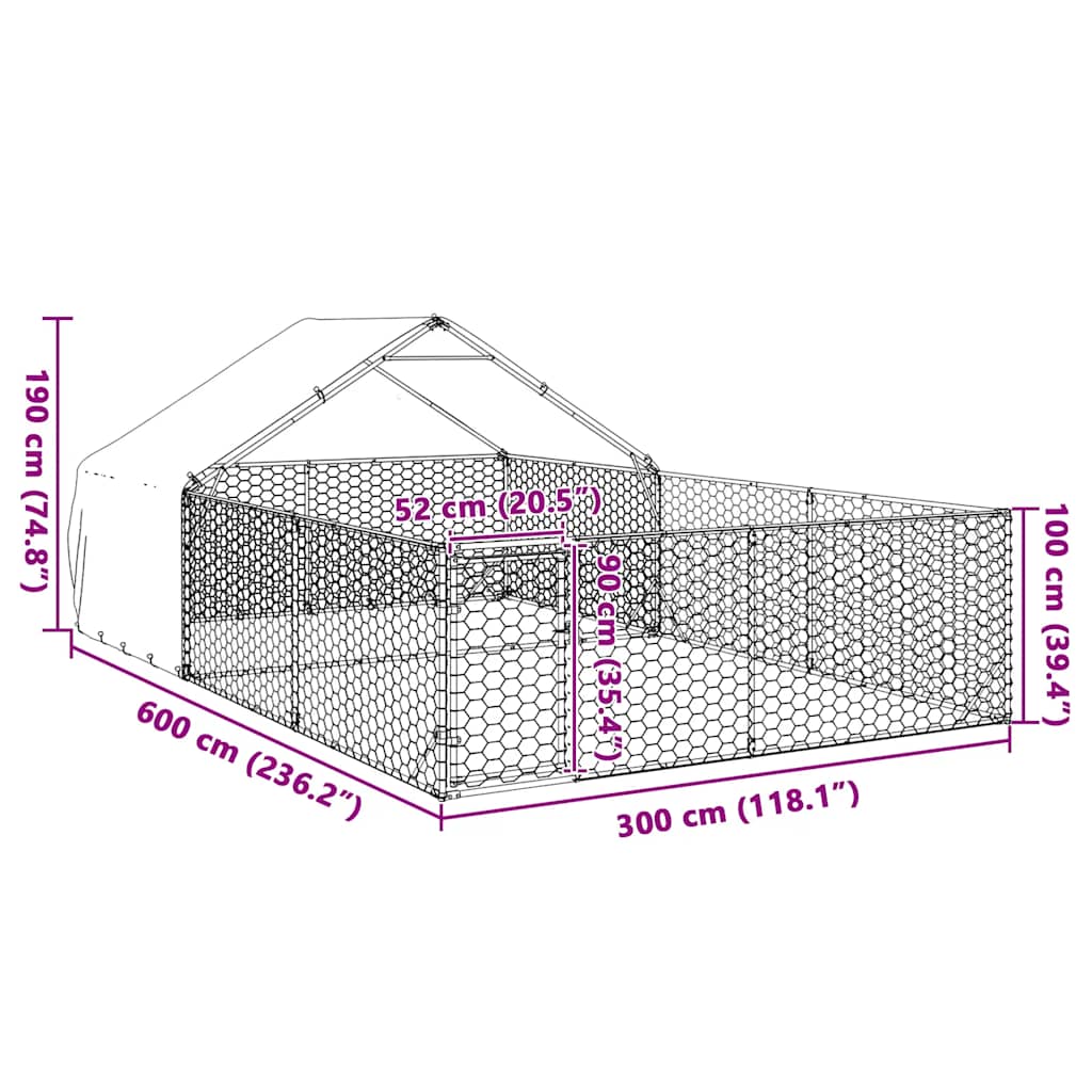 Outdoor-Hundezwinger mit Auslauf 6x3x1,9 m Verzinkter Stahl