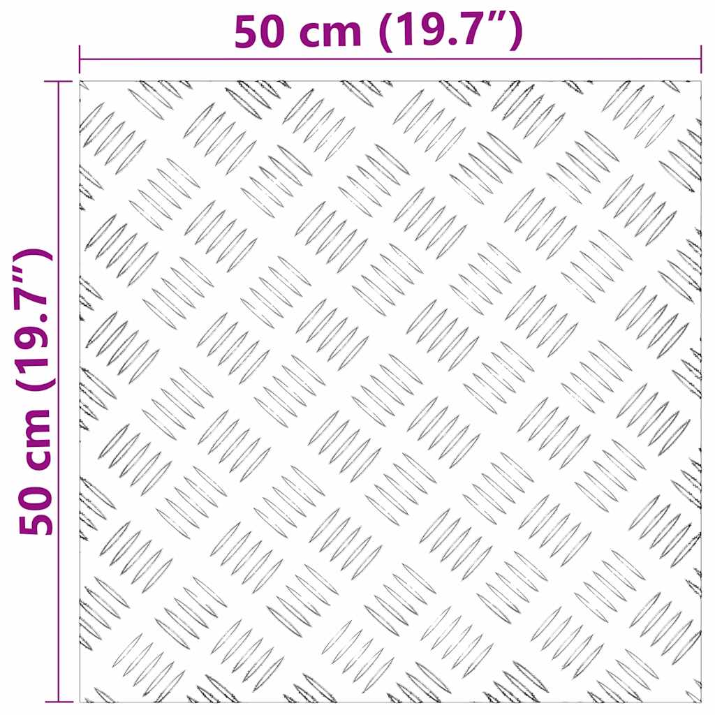 Marche d'escalier Carré 2 pcs Argent 50 x 50 cm Aluminium