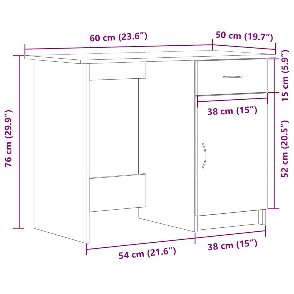 Schreibtisch mit Speicher Schwarz Eichen-Optik 100 x 50 x 76 cm