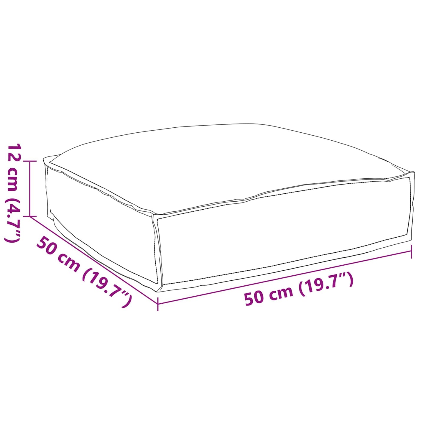 Kissen Grau 50 x 50 x 12 cm Oxford-Stoff