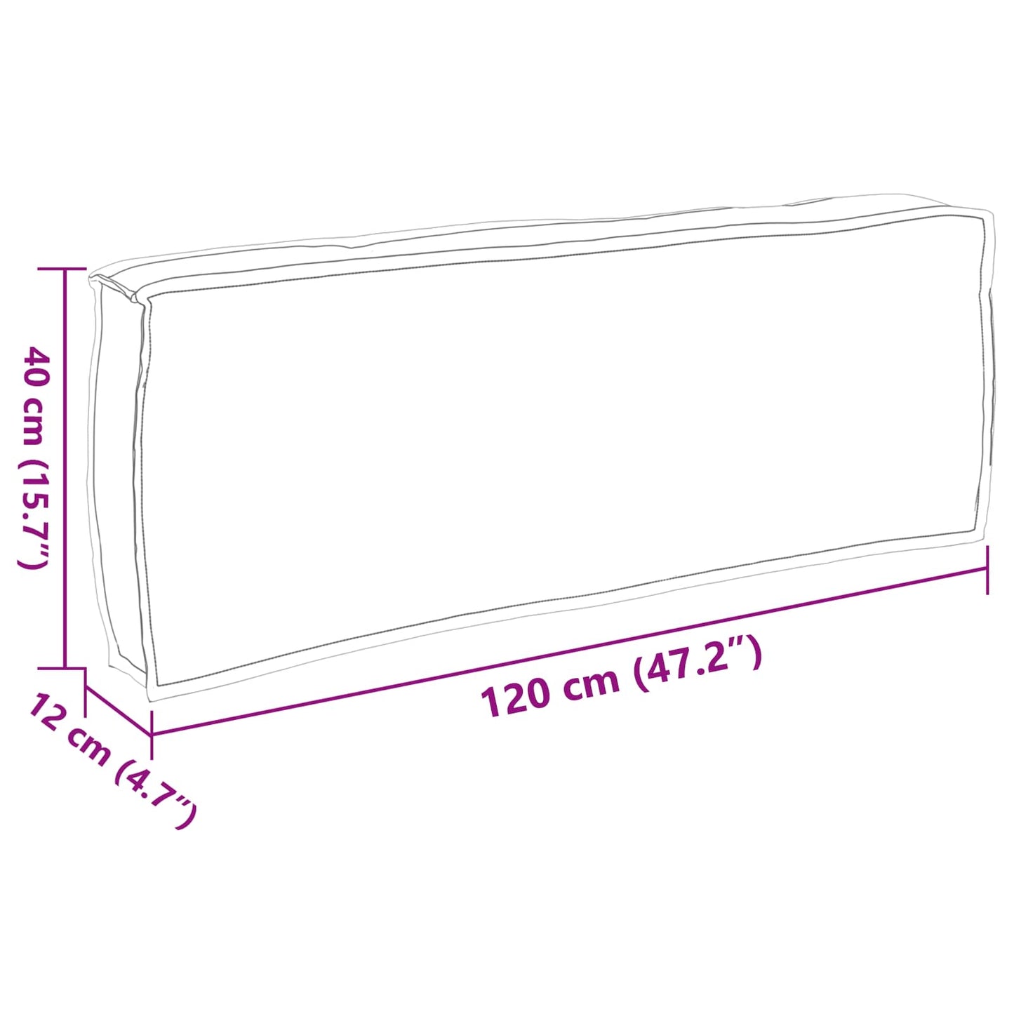Kissen Schwarz 120 x 40 x 12 cm Oxford-Stoff