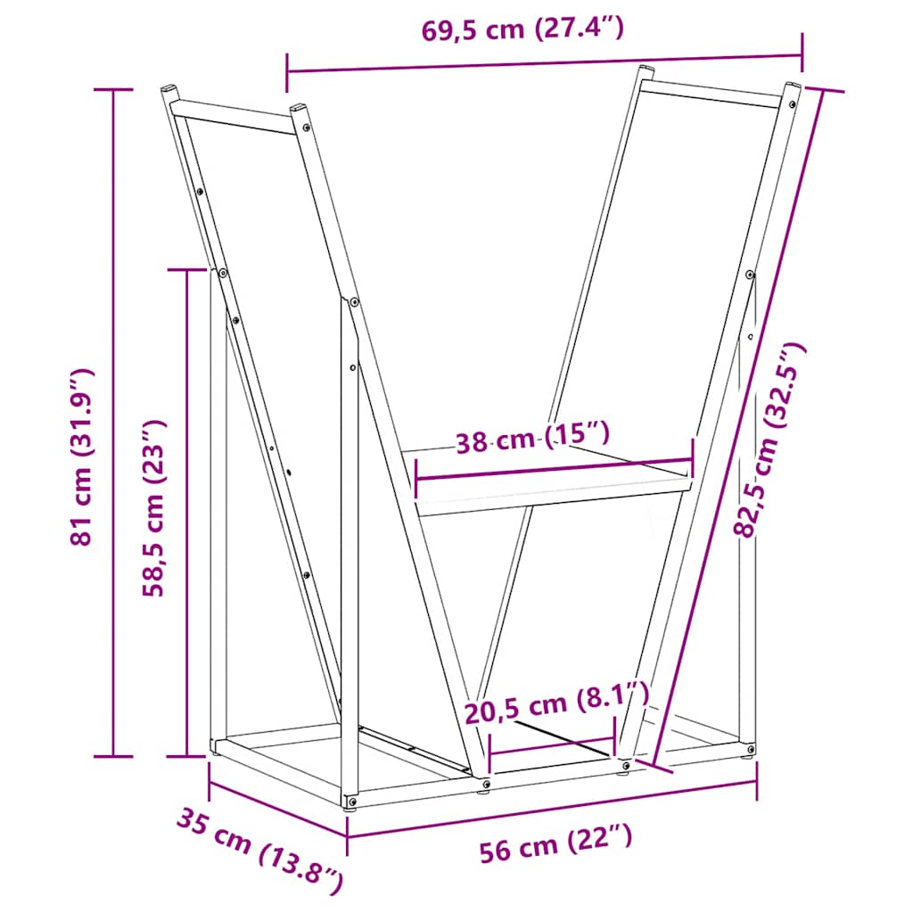 Brennholzregal Weiß 69,5x35x81 cm Kaltgewalzter Stahl