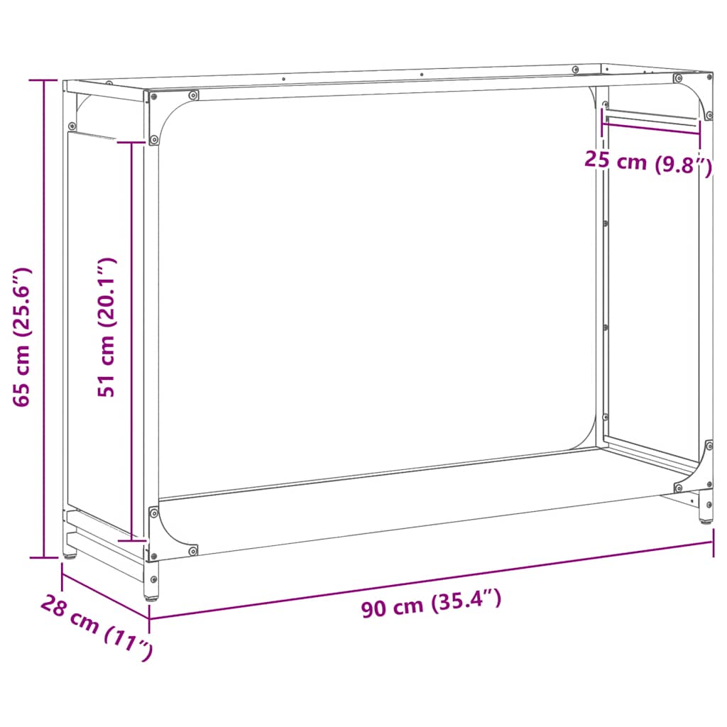 Brennholzregal Weiß 90x28x65 cm Kaltgewalzter Stahl