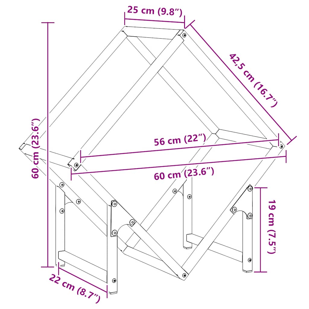 Brennholzregal Weiß 60x25x60 cm Kaltgewalzter Stahl