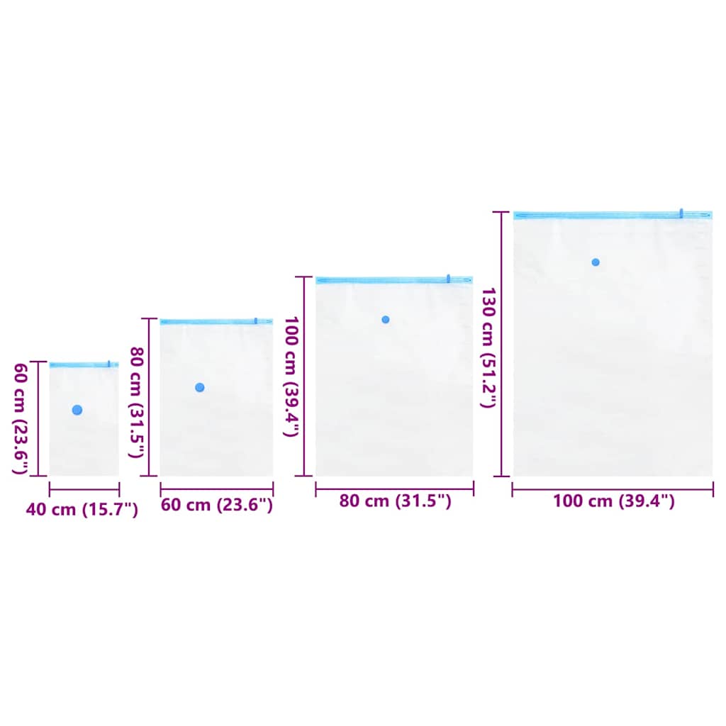 Aufbewahrungstaschen 15 pcs Transparent und Blau 130 x 100 cm