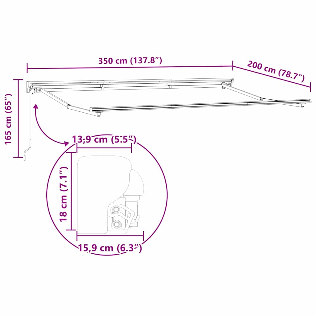 Einziehbare Markise Anthrazit 350x200 cm Stoff