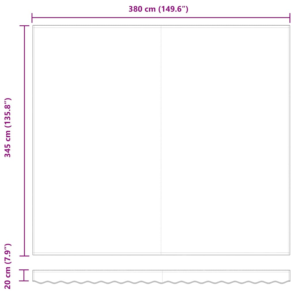 Einziehbare Markise Mehrfarbig 400 x 350 cm Stoff und Aluminium