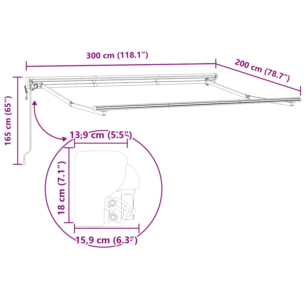 Markisenrahmen Weiß 3 x 2 m Pulverbeschichteter Stahl