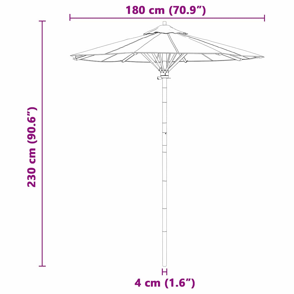 Garten-Sonnenschirm Dunkelgrau Ø 270 x 260 cm Bambus