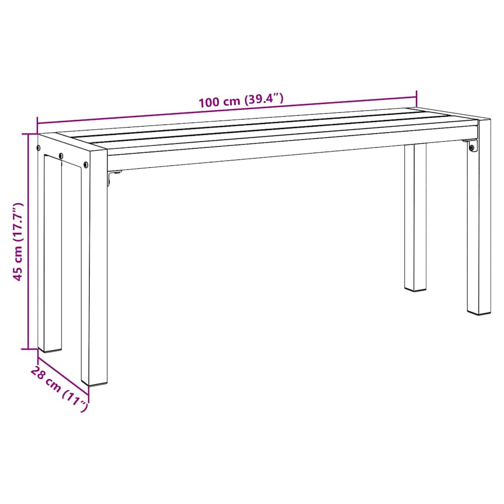 Gartenbank Schwarz 100 x 28 x 45 cm Stahl