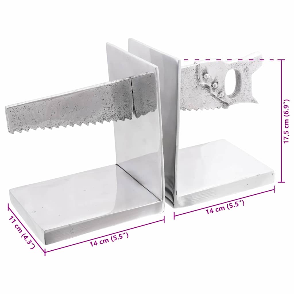 Buchstützen 2 pcs Silber 11 x 14 x 17,5 cm Aluminium