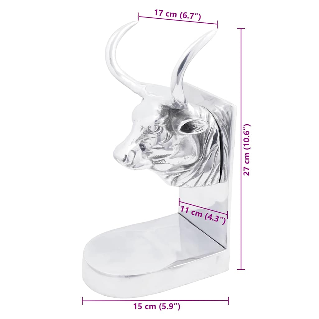 Buchstützen 2 pcs Silber 17 x 15 x 27 cm Aluminium