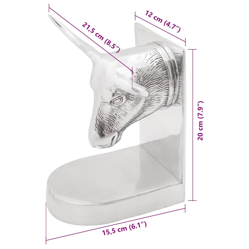 Serre-livres 2 pcs Argent 21,5 x 15,5 x 20 cm Aluminium