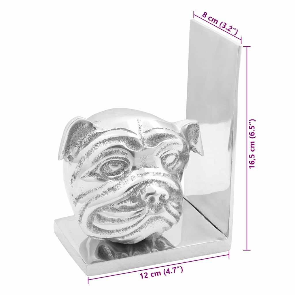 Buchstützen 2 pcs Silber 8 x 12 x 16,5 cm Aluminium