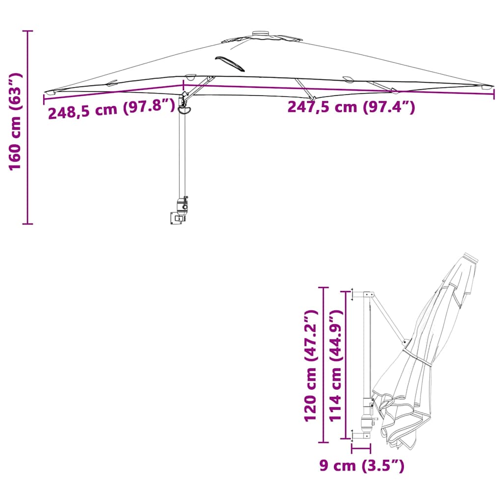 Garten-Sonnenschirm Bordeauxrot 248,5 x 247,5 x 160 cm