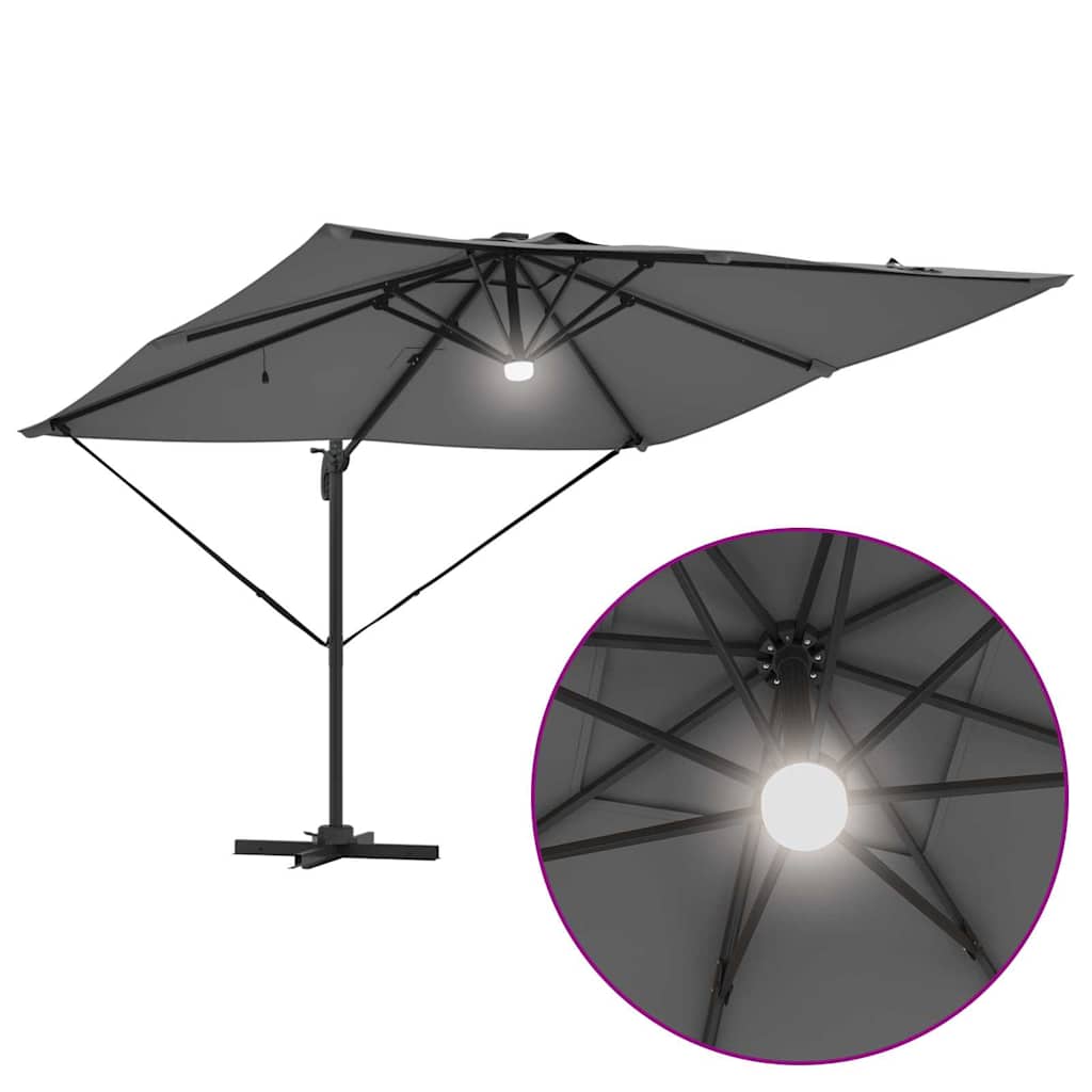 Roma Parasol mit LED-Lichtleisten Anthrazit 286 x 284 x 270 cm