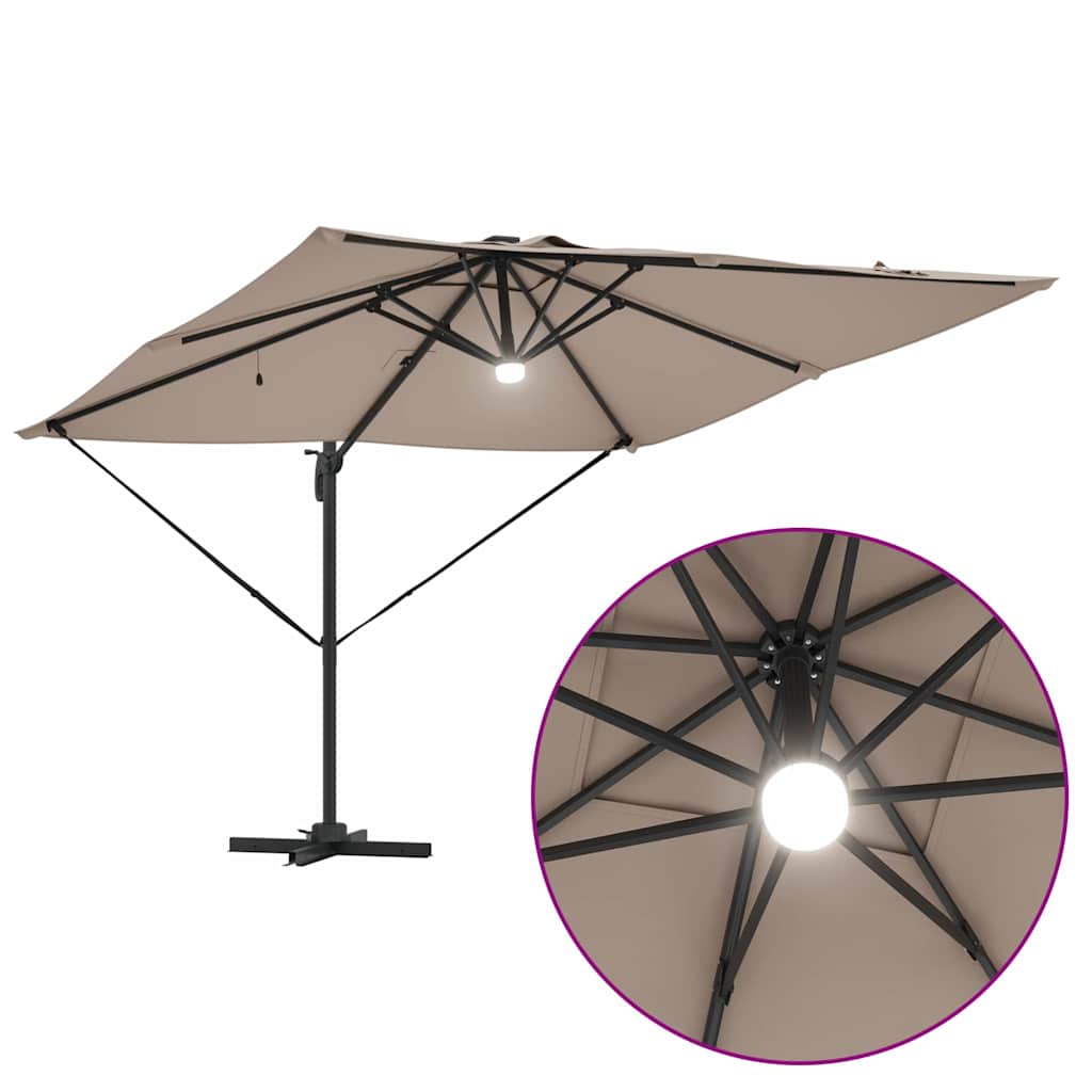 Roma Parasol Taupe 286 x 284 x 270 cm Aluminium und Polyester