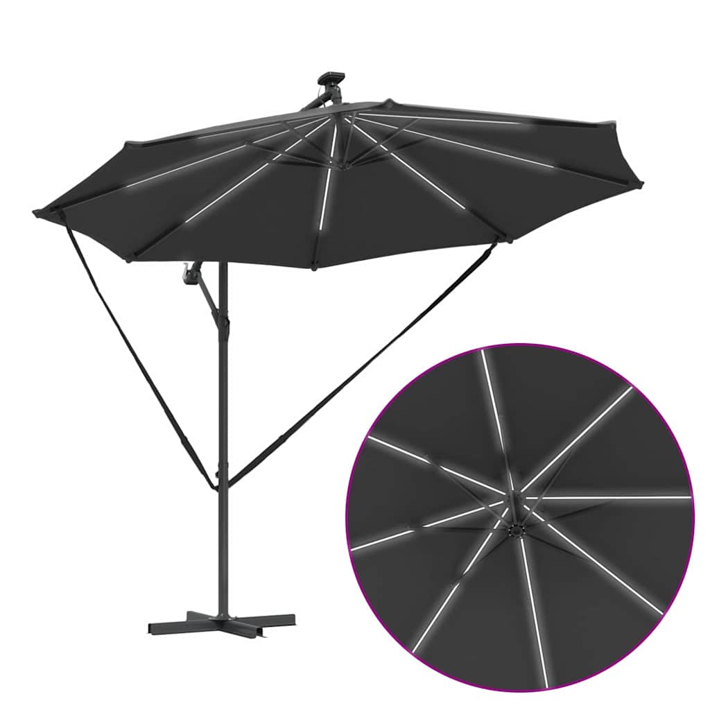 Sonnenschirm mit LED-Lichtleisten Anthrazit 294 x 294 x 248 cm