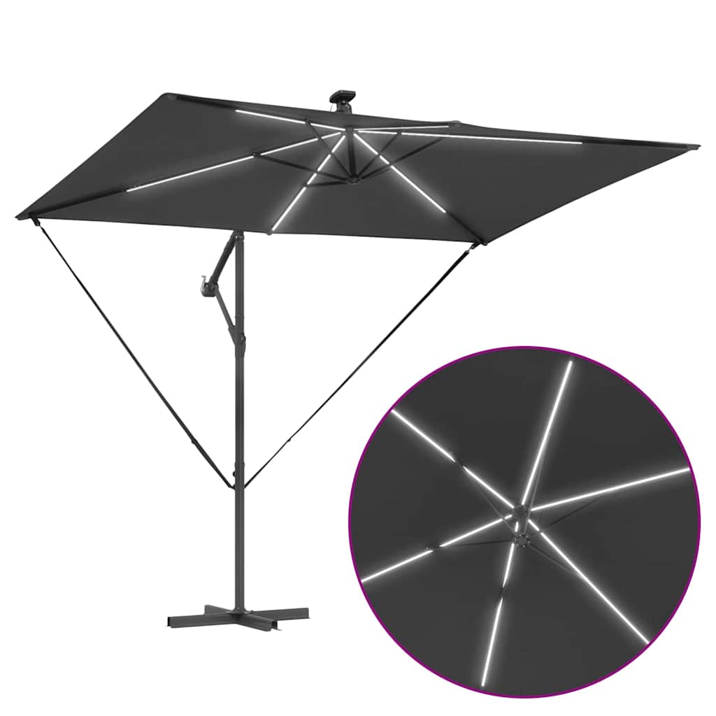 Sonnenschirm mit LED-Lichtleisten Anthrazit 294 x 200 x 270 cm