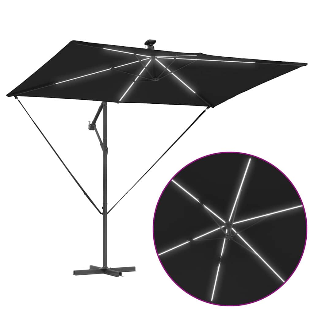 Sonnenschirm Schwarz 294 x 200 x 270 cm Polyester und Aluminium