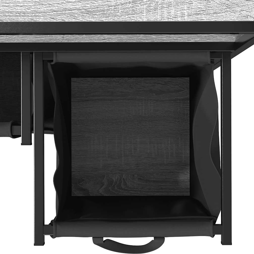 Laundry basket with 3 compartments and shelves, grey Sonoma