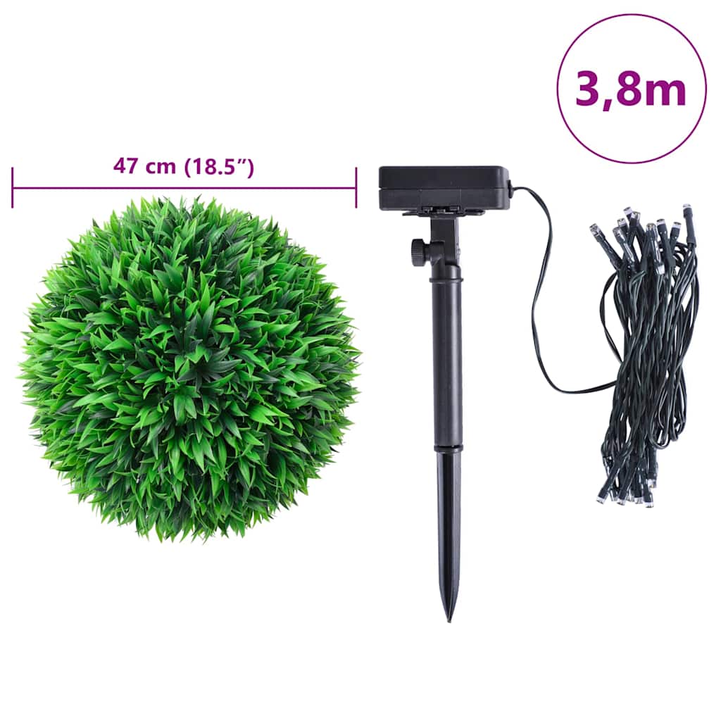 Boules de buis artificielles avec lumières LED 2 pcs Vert 47 cm