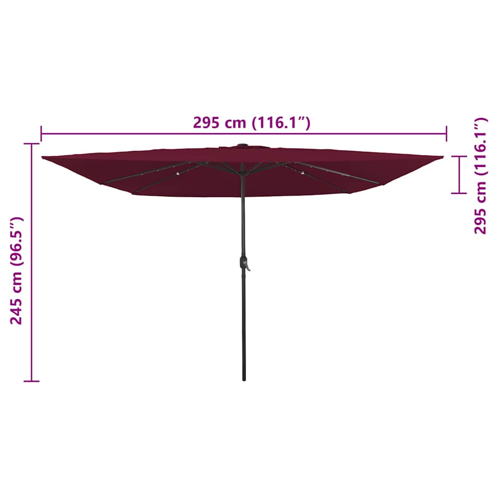 Garten-Sonnenschirm Bordeauxrot 295 x 295 x 245 cm