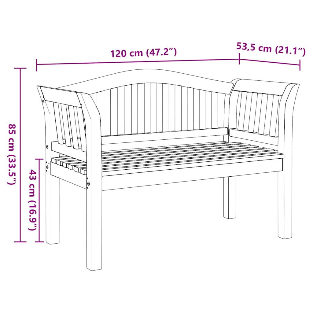 Bank Braun 120 x 53,5 x 85 cm Massivholz Teak