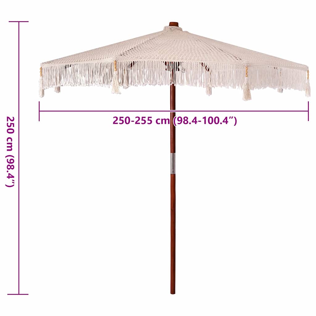Macrame Sonnenschirm Creme 252,5 x 252,5 x 260 cm