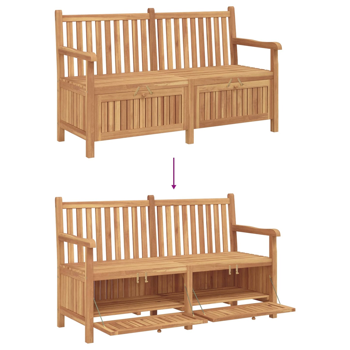 Bank mit Speicher Braun 150 x 60 x 90 cm Massivholz Teak