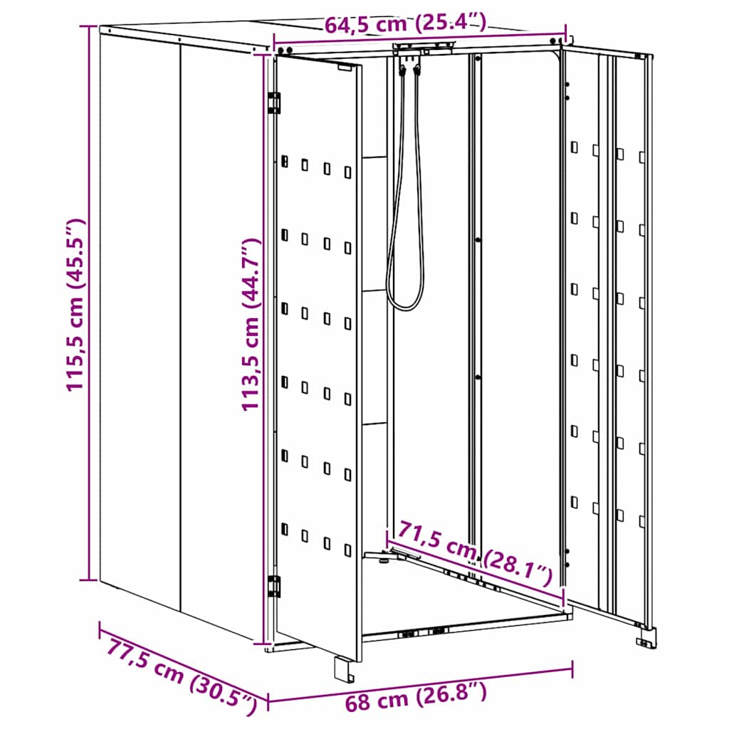 Abri de poubelles avec couvercle relevable à vérin à gaz pour poubelle de 240L anthracite