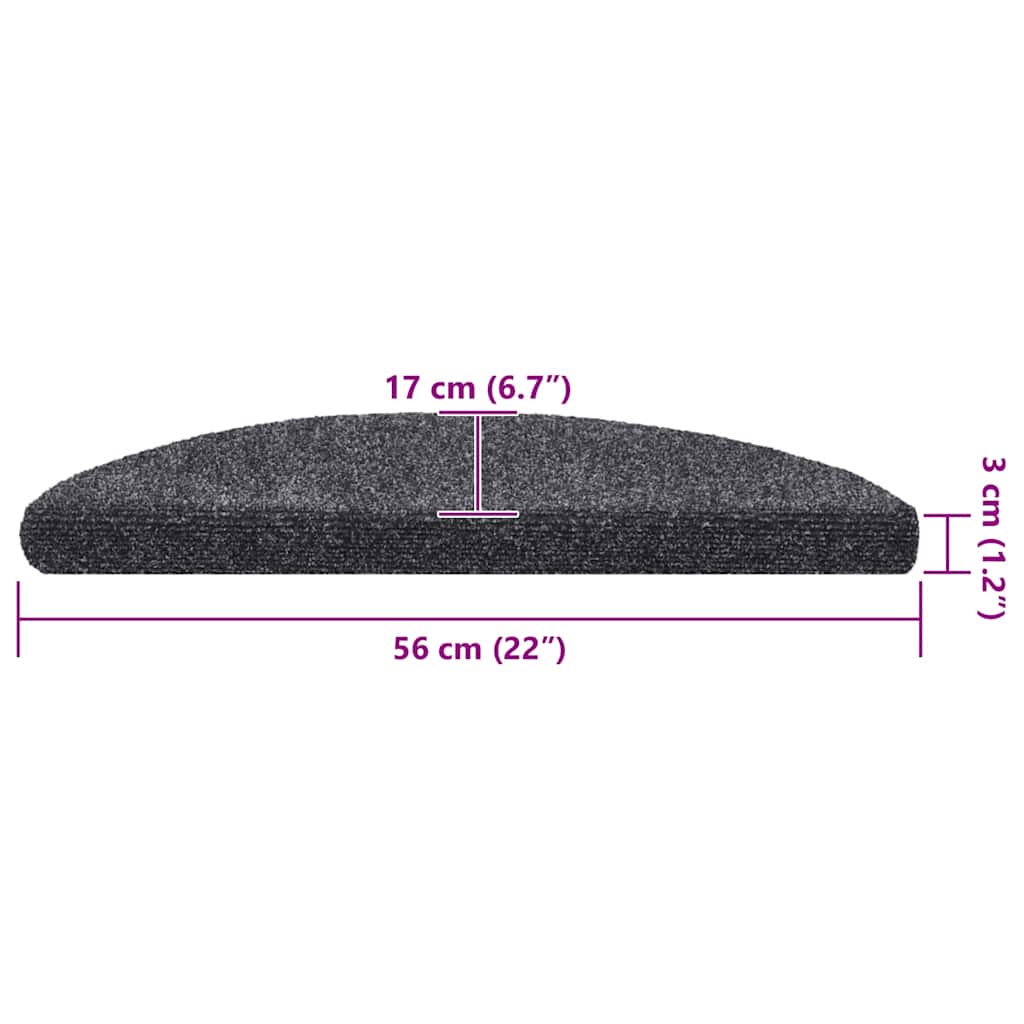 Stair Mats Self-Adhesive 20 pcs. 56x17x3 cm Dark Grey Semi-Circular