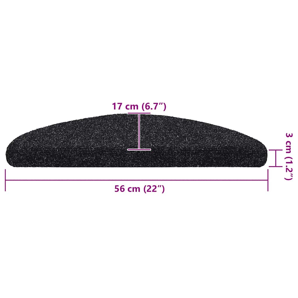 Marches d'escalier autocollantes 20 pcs. 56x17x3 cm Noir Demi-rond