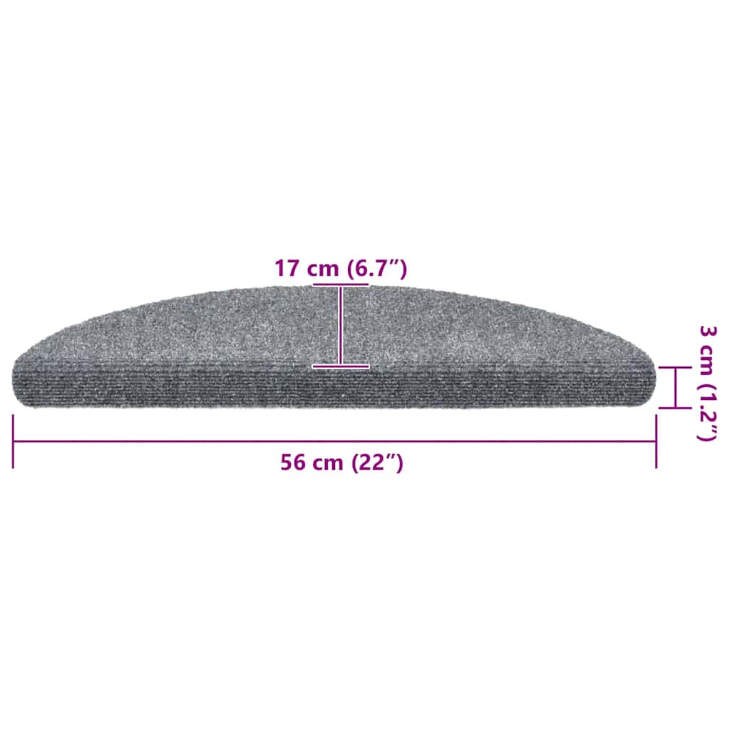 Tapis de marche auto-adhésifs 20 pcs. 56x17x3 cm Gris clair Semi-circulaire