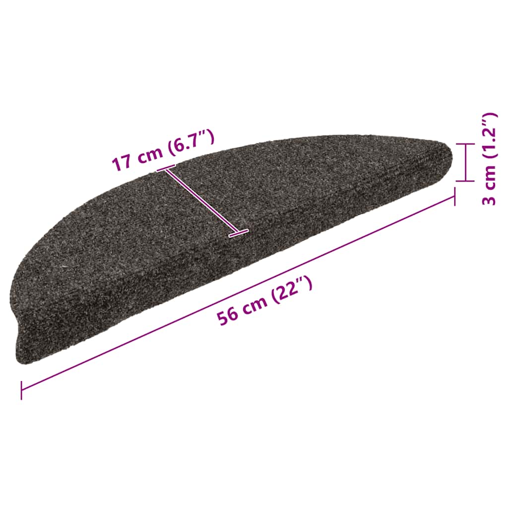Tapis de marche auto-adhésifs 30 pcs. 56x17x3 cm anthracite semi-rond