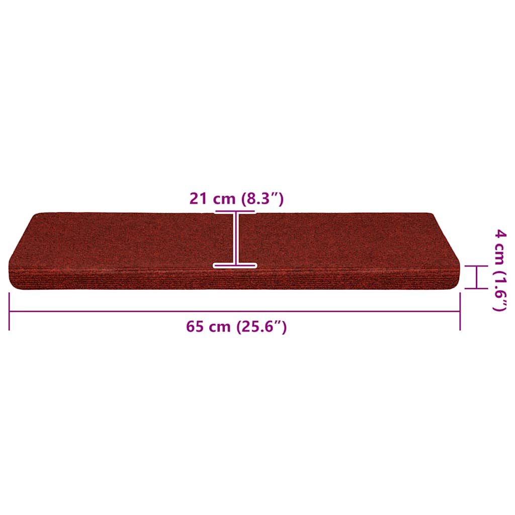 Tapis de marchettes auto-adhésifs 30 pièces 65x21x4 cm Bordeaux Bord droit