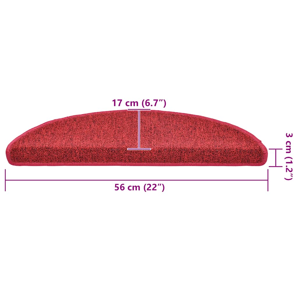 Marches d'escalier 30 pces 56x17x3 cm Rouge Semi-circulaire