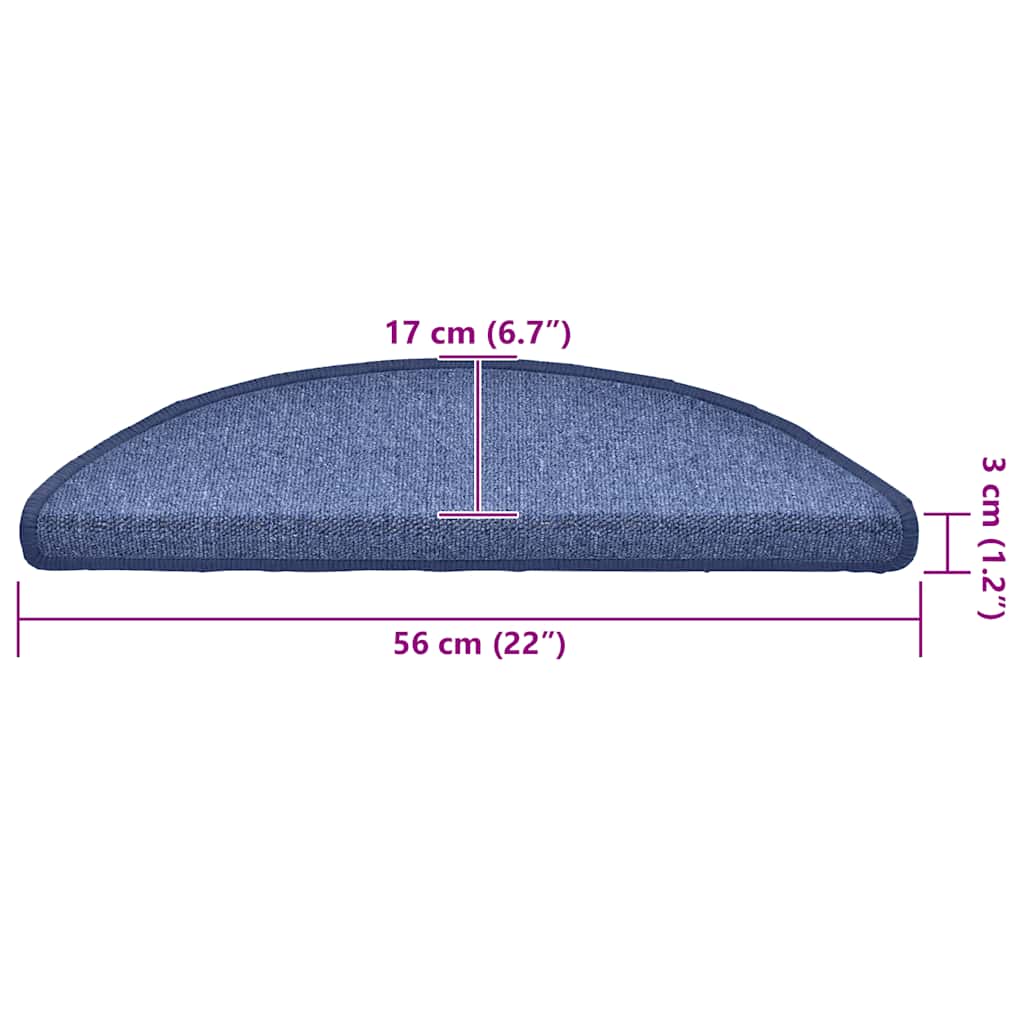 Marches de tapis 30 pcs 56x17x3 cm Bleu Semi-circulaire