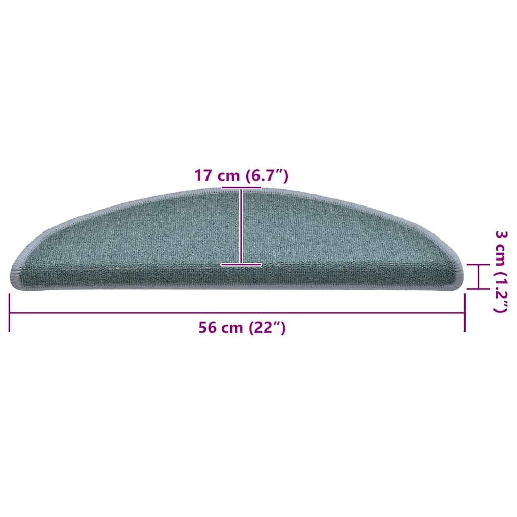 Stair Mats 30 pcs. 56x17x3 cm Lake Blue Semi-circular