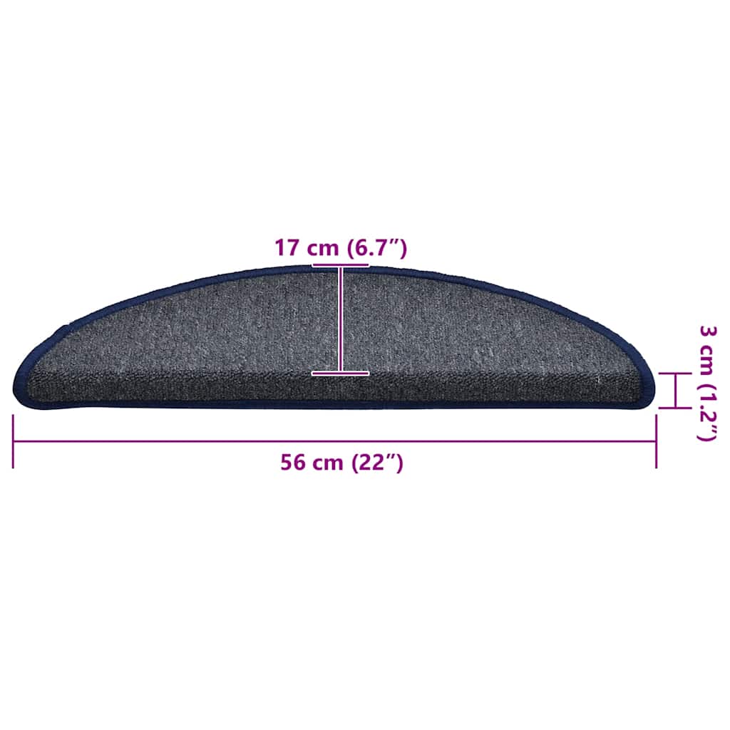 Stair Mats 30 pcs. 56x17x3 cm Dark Grey and Blue Semicircular