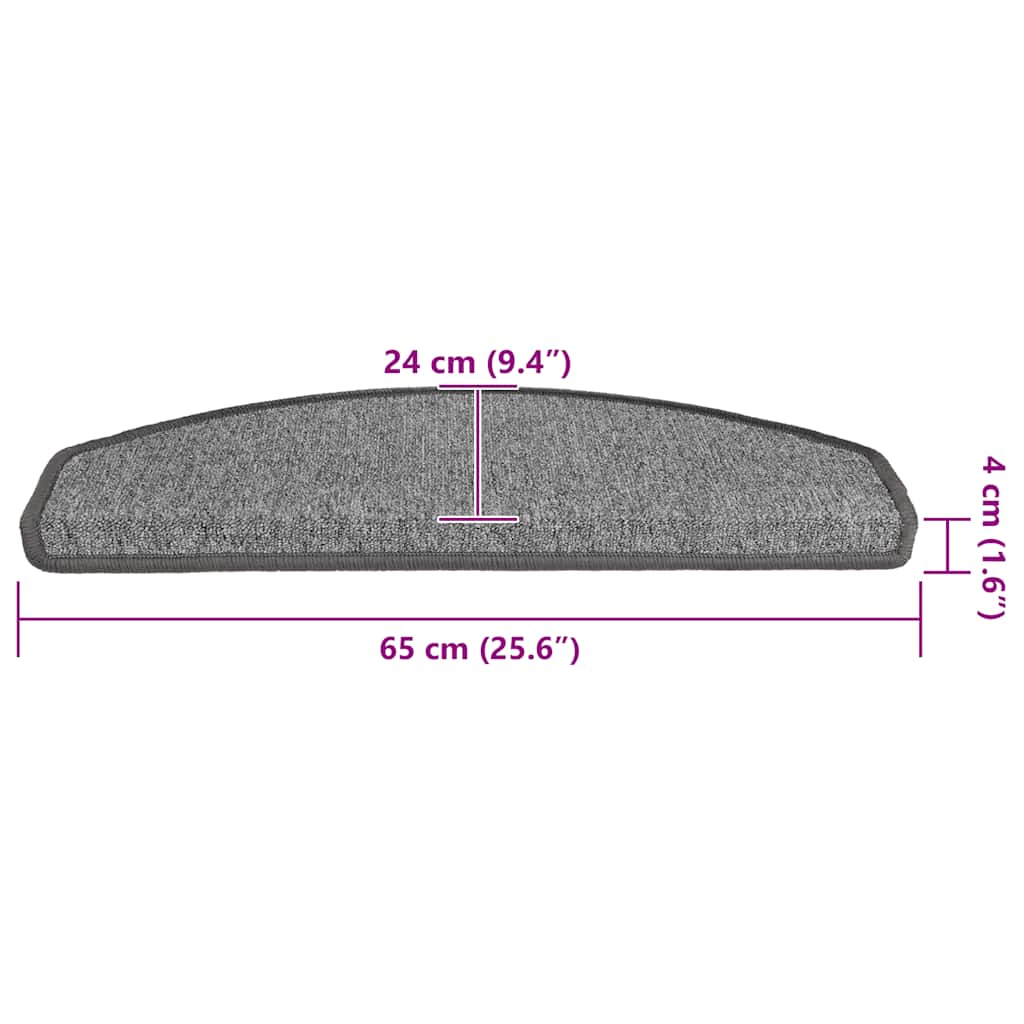 Stufenmatten 30 Stk. 65x24x4 cm Dunkelgrau Halbrund Groß