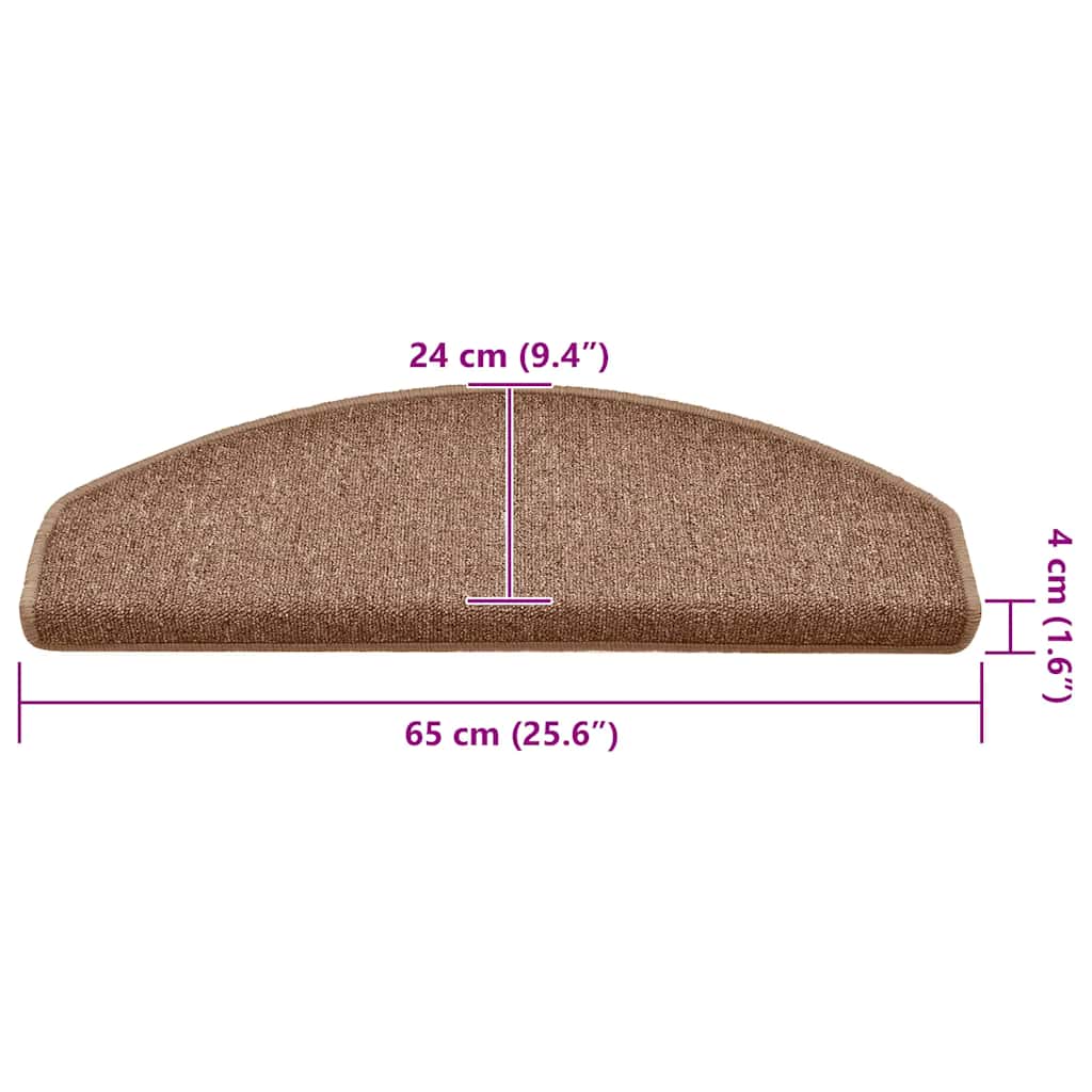 Tapis de marches 30 pces 65x24x4 cm Marron Demi-ronde Grande