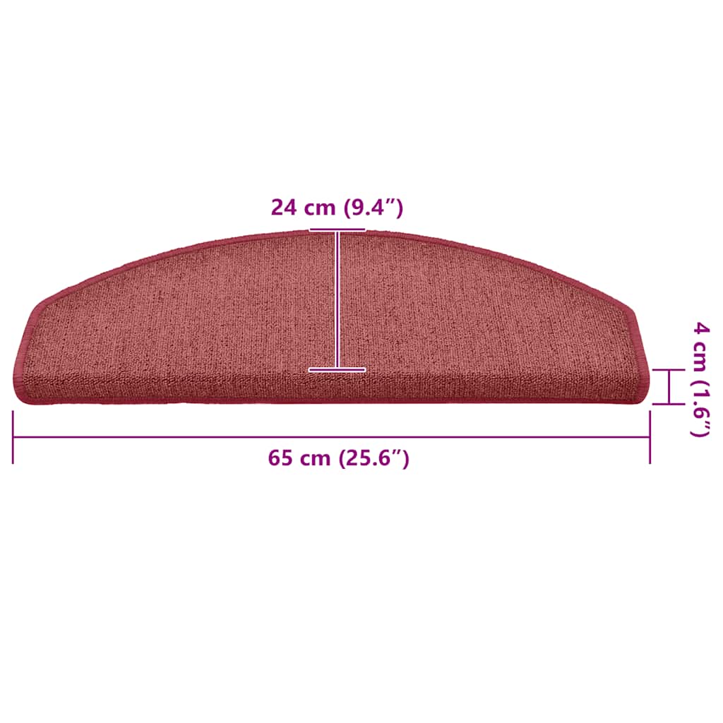 Stair Mats 30 pcs. 65x24x4 cm Bordeaux Half-Round Large