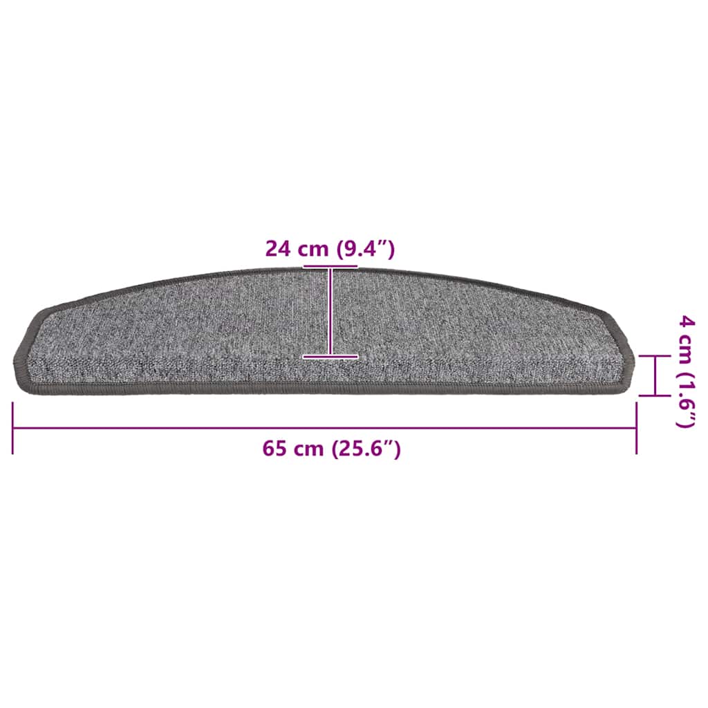 Marches de protection pour escalier 20 pièces 65x24x4 cm Gris foncé Semi-circulaire Grand
