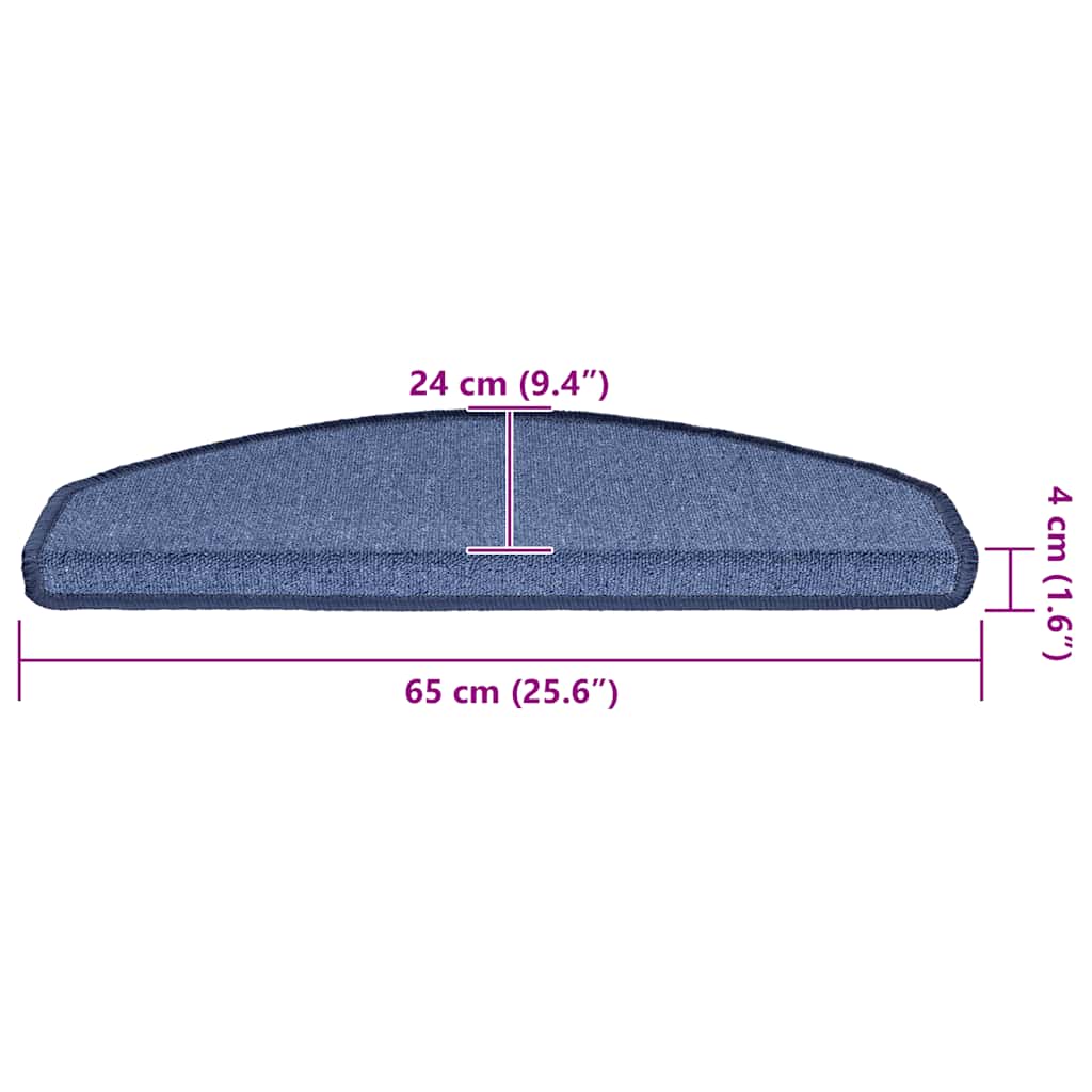 Tapis de marches 20 pces 65x24x4 cm Bleu Demi-rond Grand