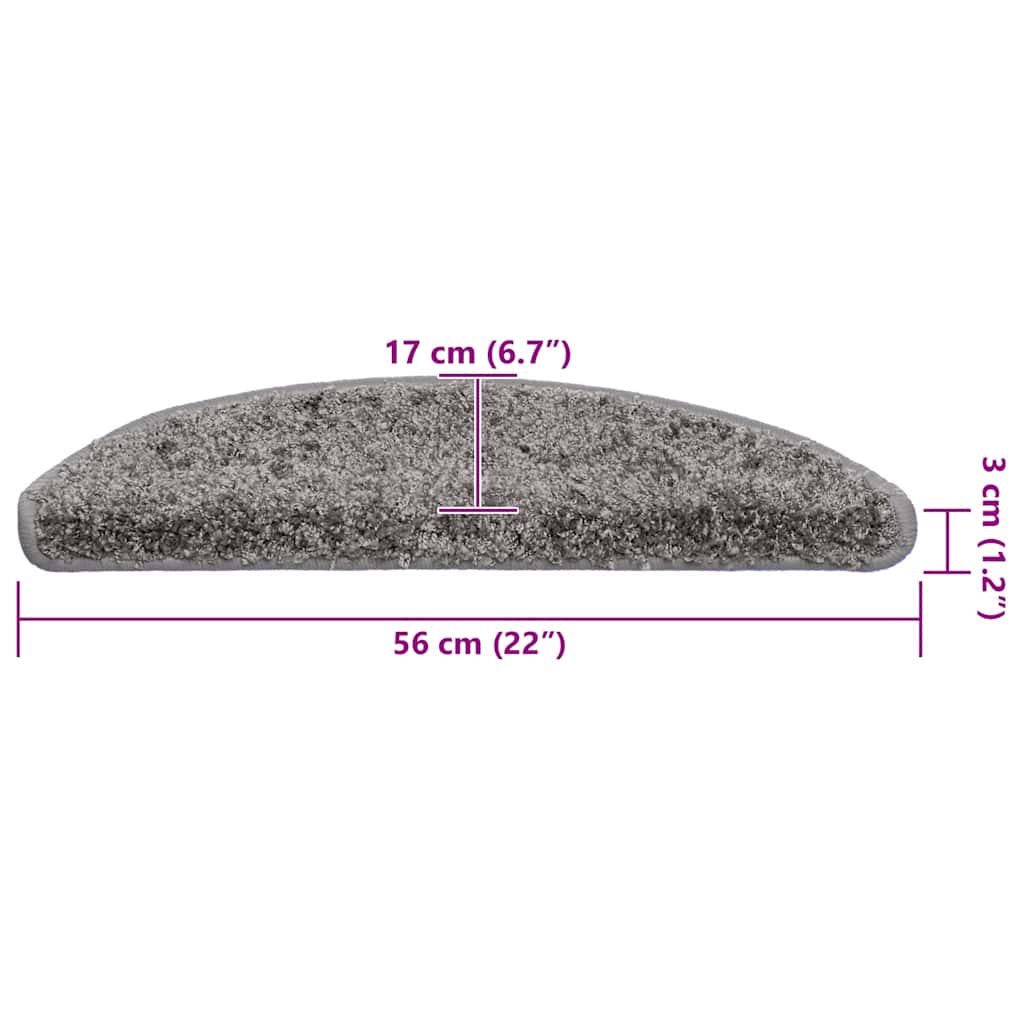 Stufenmatten 30 Stk. 56x17x3 cm Grau Halbrund