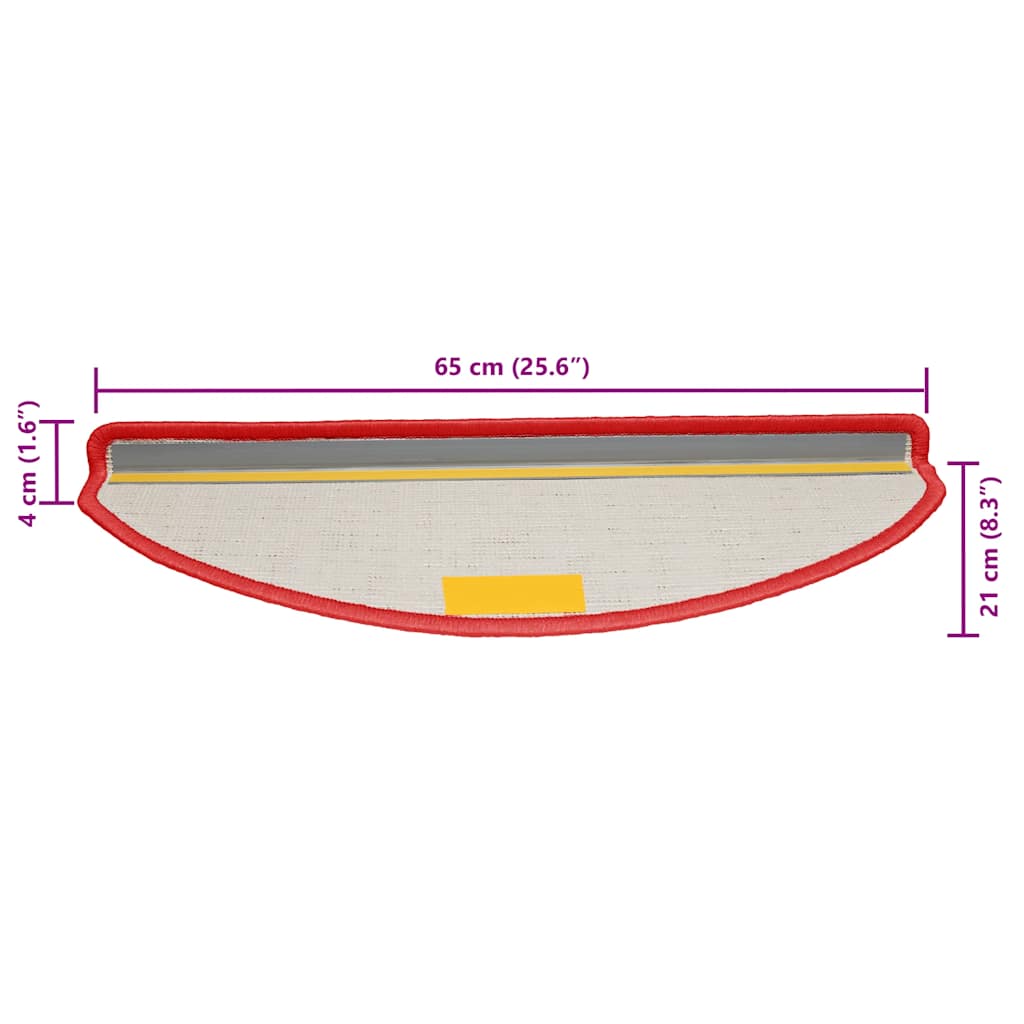Stair Mats 30 pcs. 65x21x4 cm Red Semi-circular Large