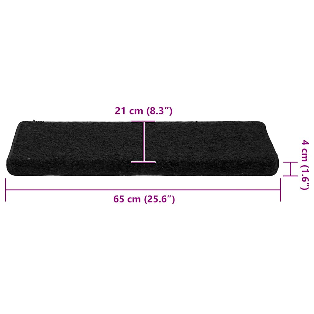 Tapis de marches 30 pièces 65x21x4 cm Noir Bord droit